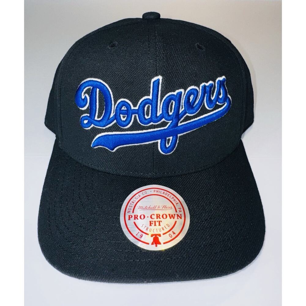 Mitchell & Ness LA Dodgers Pro Crown Snapback Hat Black Blue MLB NWT